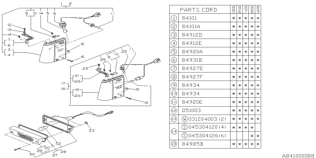 1990 Subaru GL Series Socket Diagram for 84930GA930