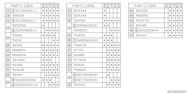 1990 Subaru GL Series Radiator Panel Diagram 2