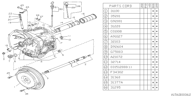 1988 Subaru GL Series Torque Converter Assembly Diagram for 31100AA004