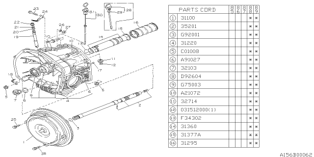 1988 Subaru GL Series PT540391 Seal Pipe Diagram for 31295AA001