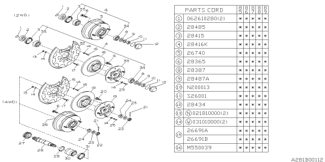 1986 Subaru GL Series Rear Axle Diagram 1