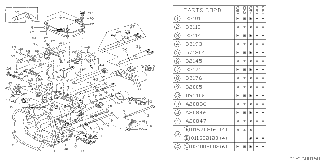 1988 Subaru GL Series Transfer Case Complete Diagram for 33101AA002