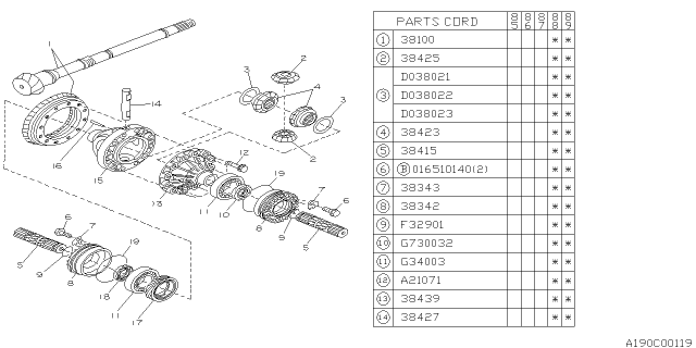 1989 Subaru GL Series RETAINER Differential Side Diagram for 38342AA000