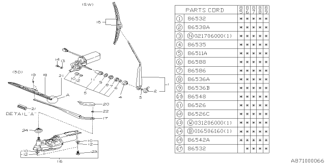 1987 Subaru GL Series Wiper - Rear Diagram 1