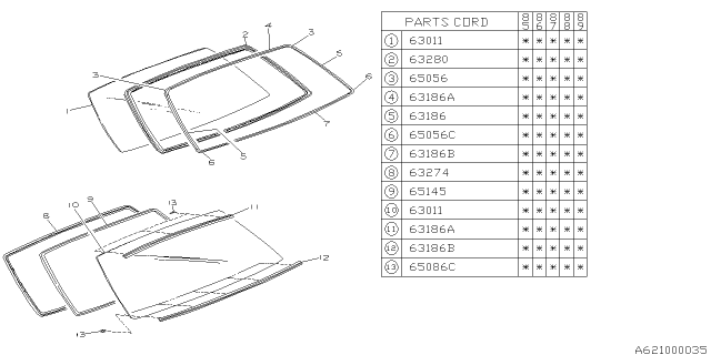 1985 Subaru GL Series Clip Diagram for 65065GA001