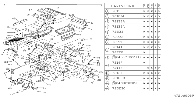 1986 Subaru GL Series Heater Unit Diagram for 72010GA870