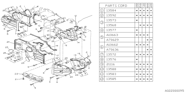1985 Subaru GL Series Cover Assembly Timing Belt Diagram for 13568AA001