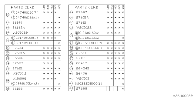 1989 Subaru GL Series Clamp Diagram for 725043010