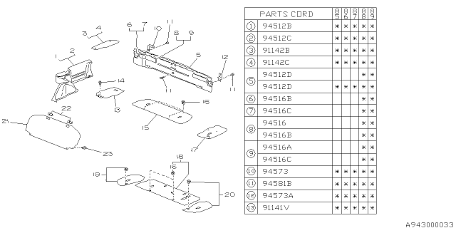 1989 Subaru GL Series Trim Panel Trunk Rear Diagram for 94024GA281LC