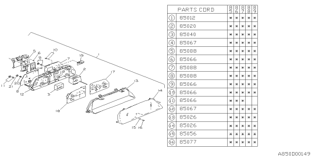 1988 Subaru GL Series Meter Diagram 7