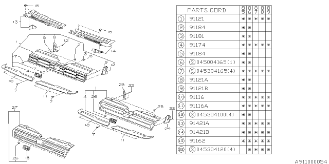 1987 Subaru GL Series Front Grille Diagram 1