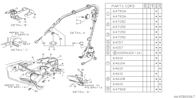 1987 Subaru GL Series Seat Belt Set Front LH Diagram for 64162GA850EB