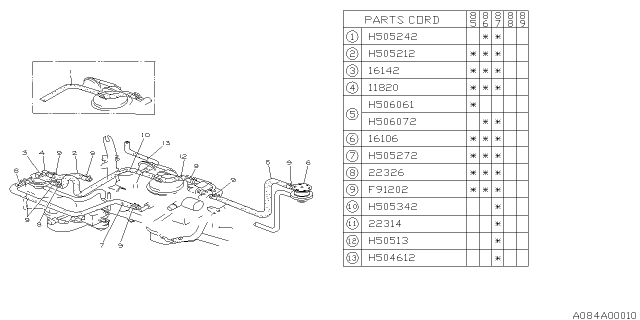 1986 Subaru GL Series Hose Diagram for 807506072