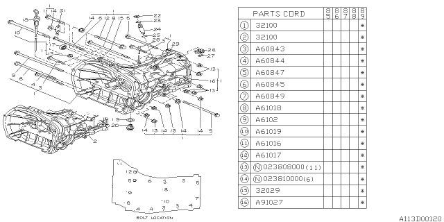 1990 Subaru GL Series Manual Transmission Case Diagram 5