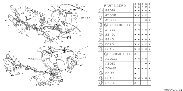 1990 Subaru GL Series Spark Plug & High Tension Cord Diagram 1