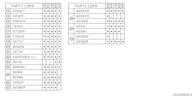 1986 Subaru GL Series Plug Diagram for 32103AA010