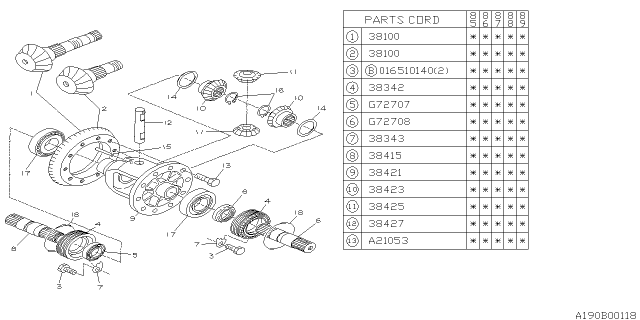 1985 Subaru GL Series Differential - Transmission Diagram 1