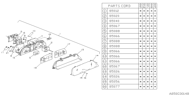 1985 Subaru GL Series TACHOMETER Diagram for 85041GA250