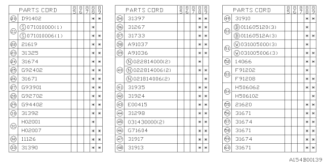 1988 Subaru GL Series Spring Assembly Diagram for 31733AA000