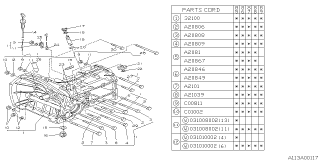 1989 Subaru GL Series Manual Transmission Case Diagram 1