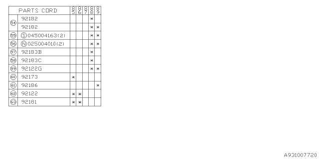 1988 Subaru GL Series Room Inner Parts Diagram 3