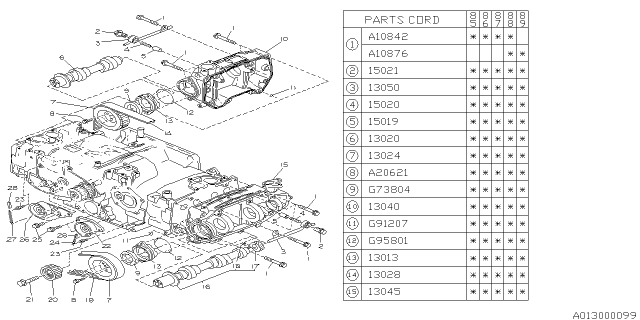 1989 Subaru GL Series Camshaft & Timing Belt Diagram 1