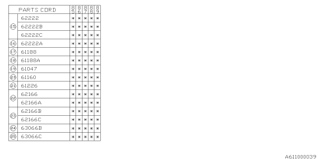 1987 Subaru GL Series Clip Diagram for 60122GA140