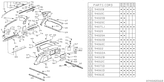 1986 Subaru GL Series Cover Side SILL Rear LH Diagram for 94075GA250BE