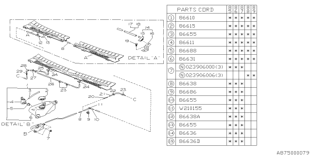 1988 Subaru GL Series Hose Diagram for 86655GA950