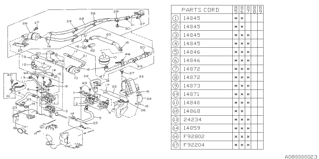 1985 Subaru GL Series Bracket Diagram for 14872AA001