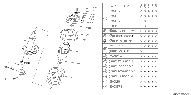 1986 Subaru GL Series Front Shock Absorber Diagram 5