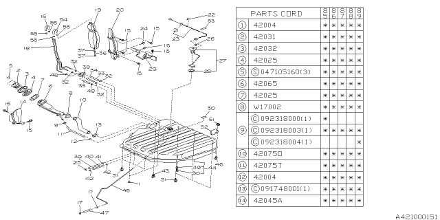 1990 Subaru GL Series Fuel Tank Diagram 1