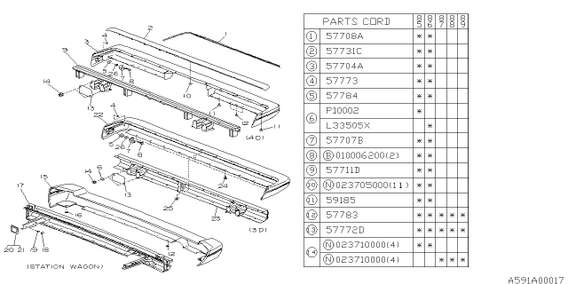 1989 Subaru GL Series Rear Bumper Diagram 1