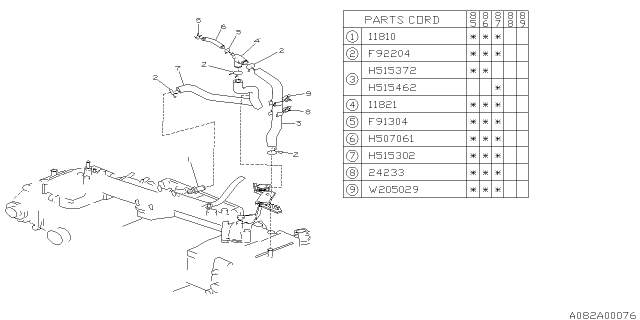 1985 Subaru GL Series Hose Diagram for 807507061