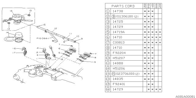 1987 Subaru GL Series EGR Control Valve Diagram for 14710AA260