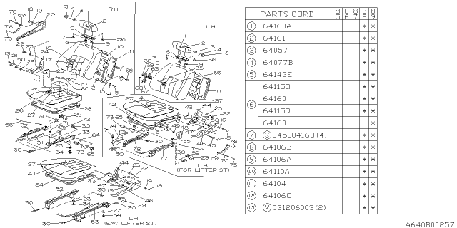 1990 Subaru GL Series Front Seat Diagram 1
