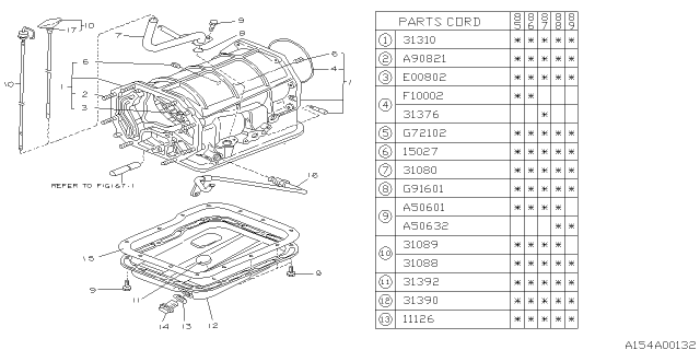 1990 Subaru GL Series Automatic Transmission Case Diagram 1
