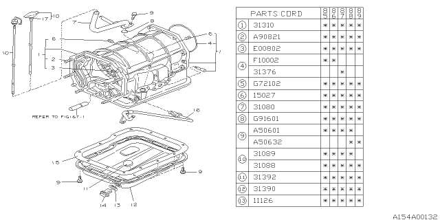 1987 Subaru GL Series Case Assembly Trans At Diagram for 31310AA090