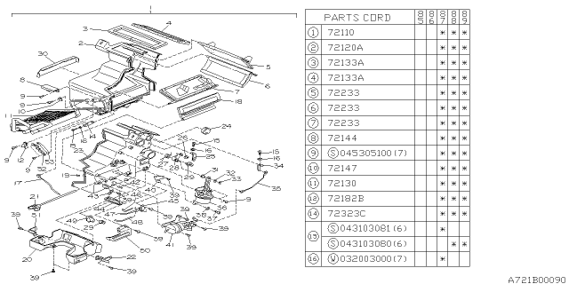 1988 Subaru GL Series Heater Unit Diagram 1