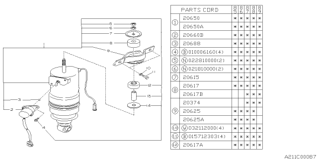 1990 Subaru GL Series Rear Shock Absorber Diagram 3