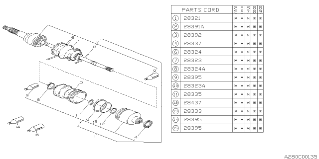 1986 Subaru GL Series Front Axle Diagram 1