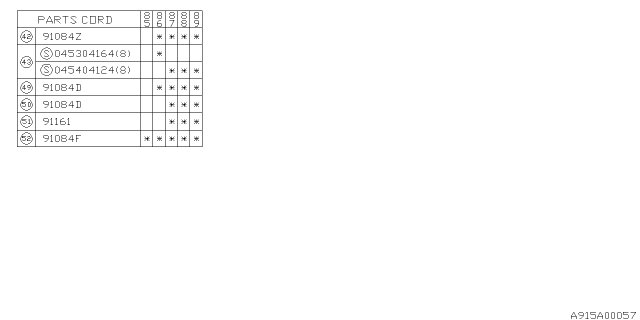 1986 Subaru GL Series Molding Diagram 2