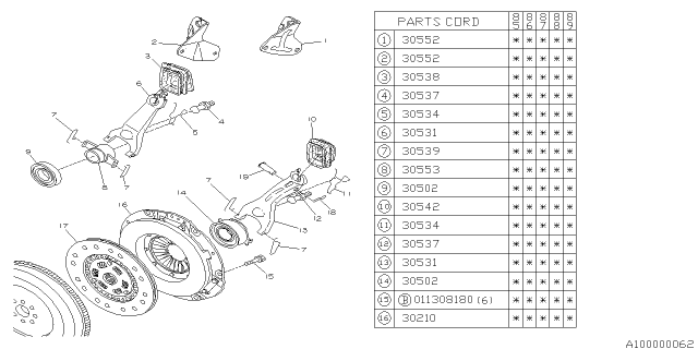 1987 Subaru GL Series Cover Complete Clutch Diagram for 30210AA010
