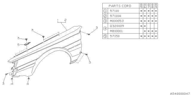 1985 Subaru GL Series Screw Diagram for 904320009