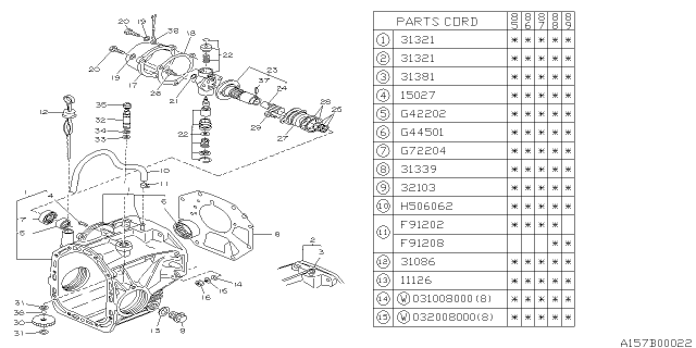 1988 Subaru GL Series Case Complete Final Reduction Diagram for 31321AA010