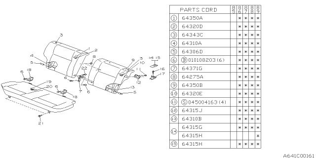 1985 Subaru GL Series Rear Seat Diagram 1