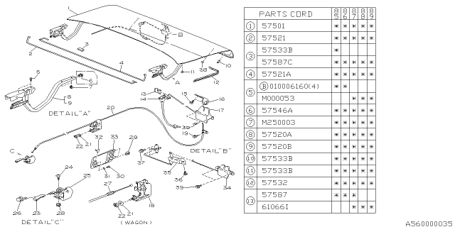 1990 Subaru GL Series Trunk Diagram 1