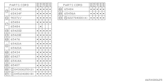 1990 Subaru GL Series Weather Strip Frame Diagram for 65412GA150