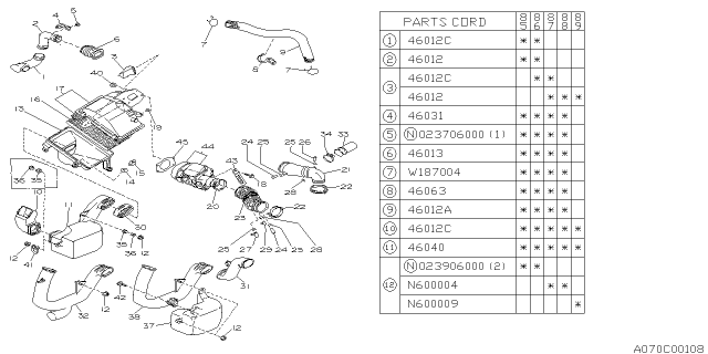 1990 Subaru GL Series Air Cleaner & Element Diagram 1