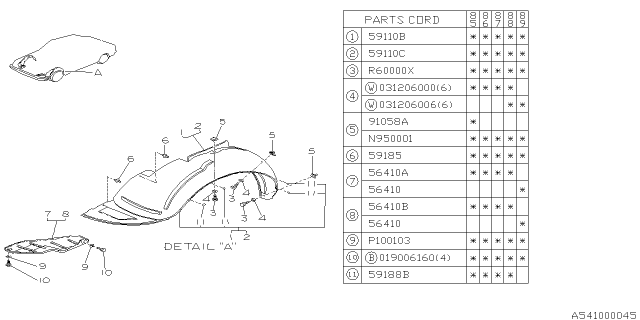 1986 Subaru GL Series Under Cover Complete RH Diagram for 56420GA120